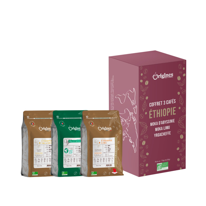 Coffret café en Grains Bio d'Ethiopie - 750g (3x250g)