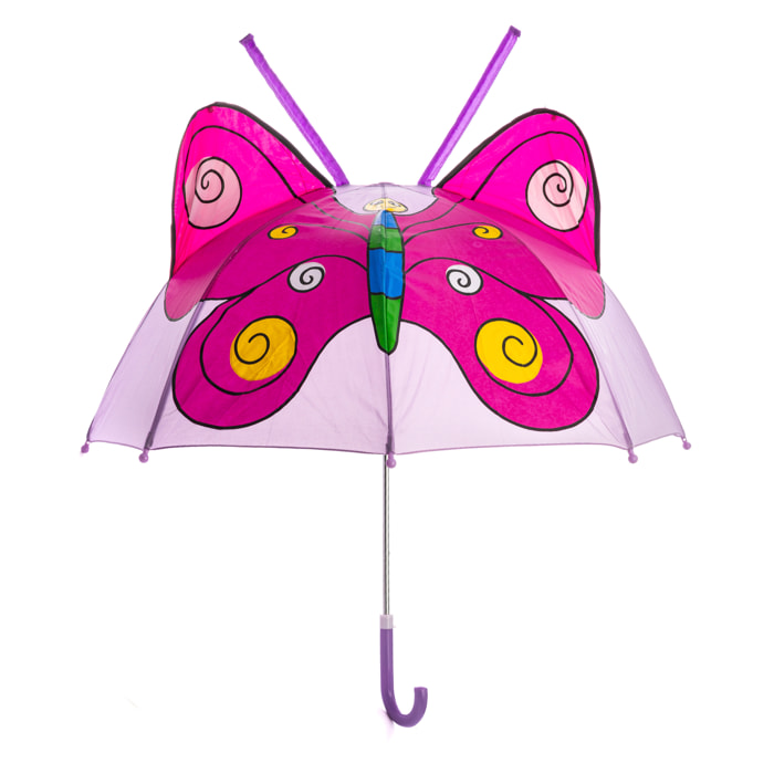 Ombrello per bambini con design di Farfalla. Con un diametro di 70 cm e un manico comodo.