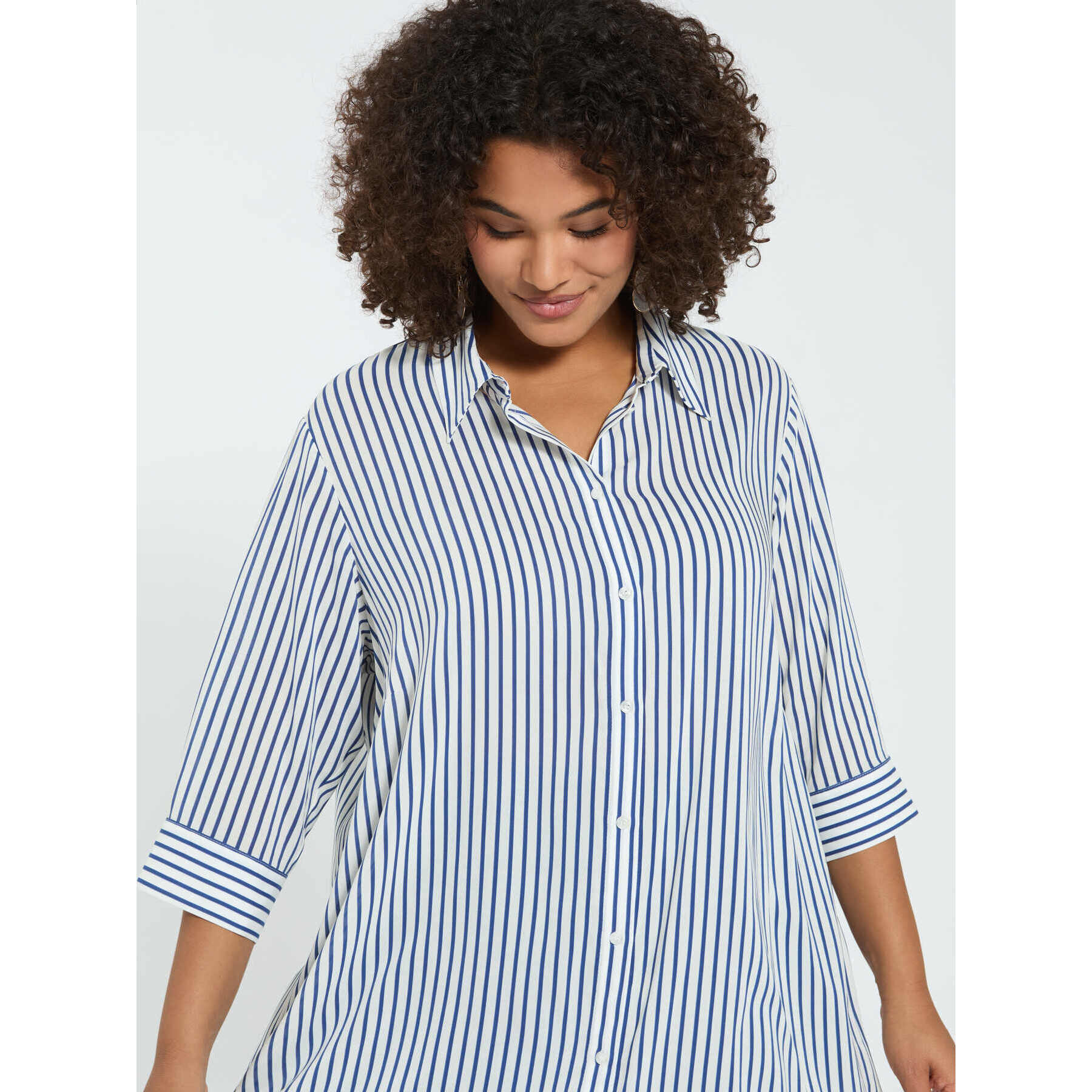 Fiorella Rubino - Camisa de rayas en muselina de viscosa - Azul