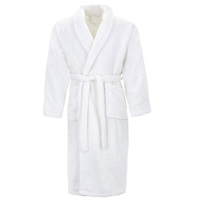 Albornoz 100% Algodón en color blanco rizo de 1 costura Talla L