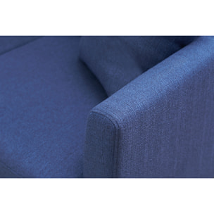 Fauteuil scandinave déhoussable en tissu bleu foncé et bois clair OSLO