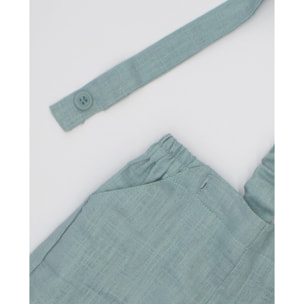 BERMUDA LINO VERDE CON TIRANTES