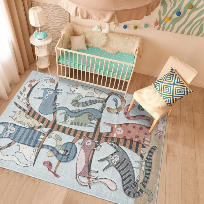 Tapis enfant tissé motif animaux REPI