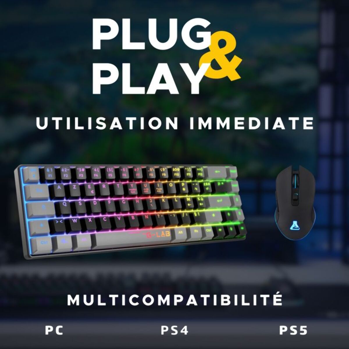 Clavier gamer sans fil THE G-LAB COMBO HYDRO BKG FR