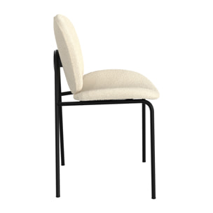 Lot de 2 chaises en tissu bouclé beige et pieds en métal noir - Iris