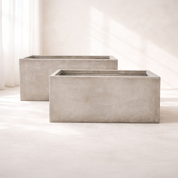Lot de 2 pots en fibre d'argile h37/47cm FARO