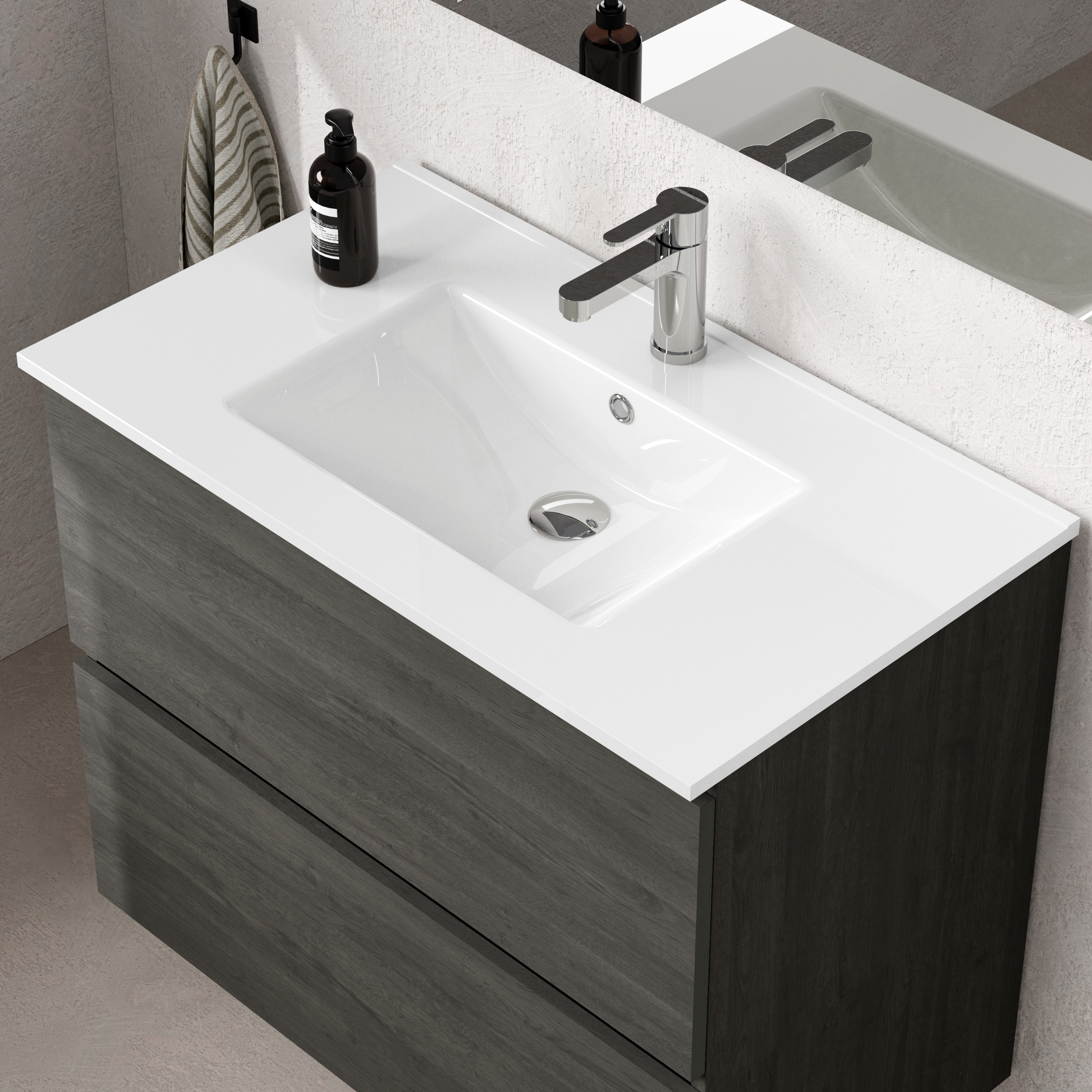 Conjunto mueble de baño SEA Alday, 80cm, Carbon