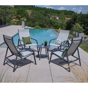 Salon de jardin en aluminium - 4 places - gris perle - CADIX 4