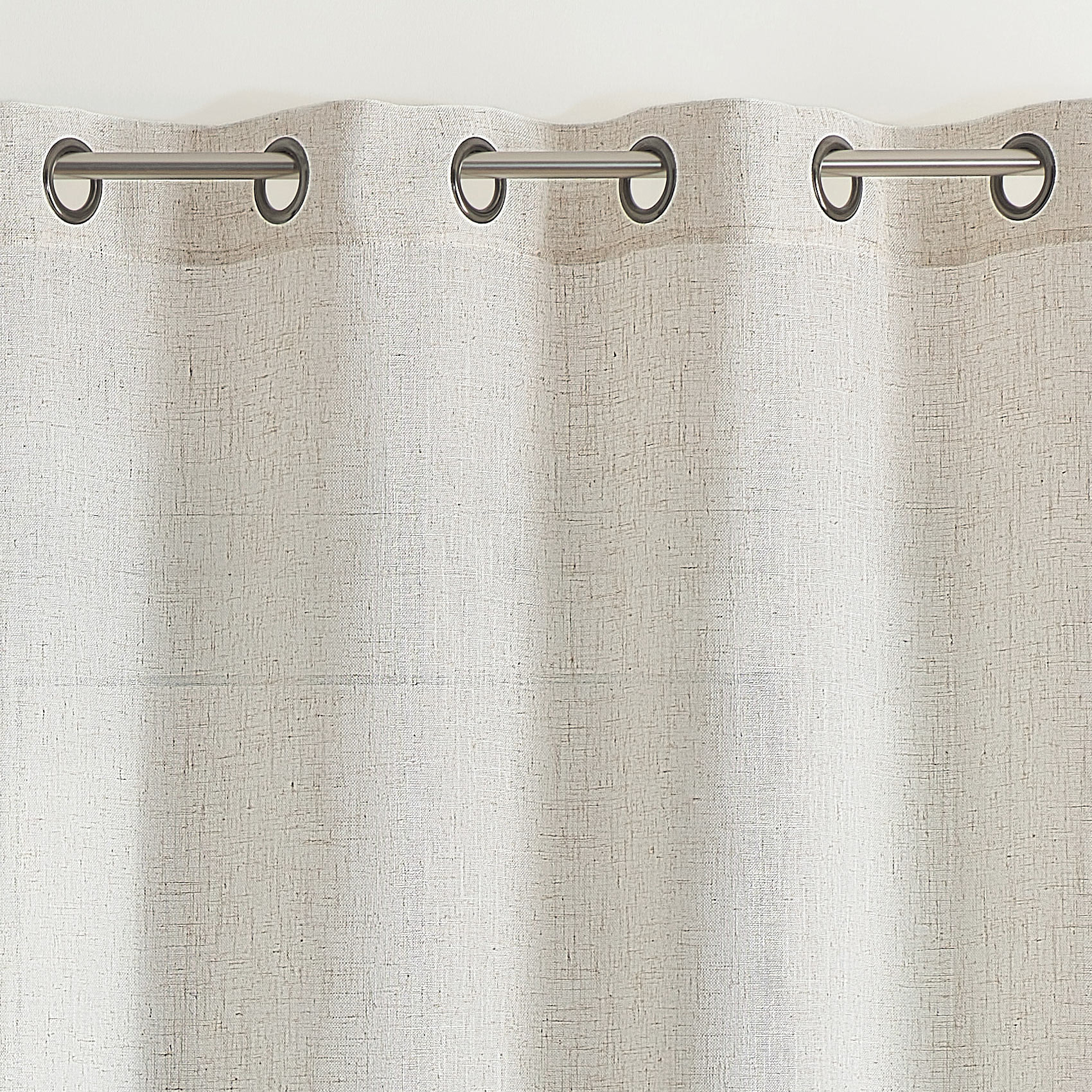 Rideau en poly-lin à oeillet - Naturel