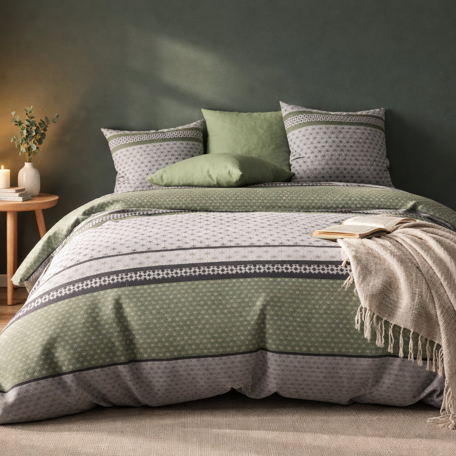 Parure de couette 2pcs 100% microfibre 55gsm vaxo vert
