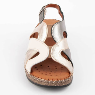 Sandalia De Cuña - Beige - Altura: 4 Cm