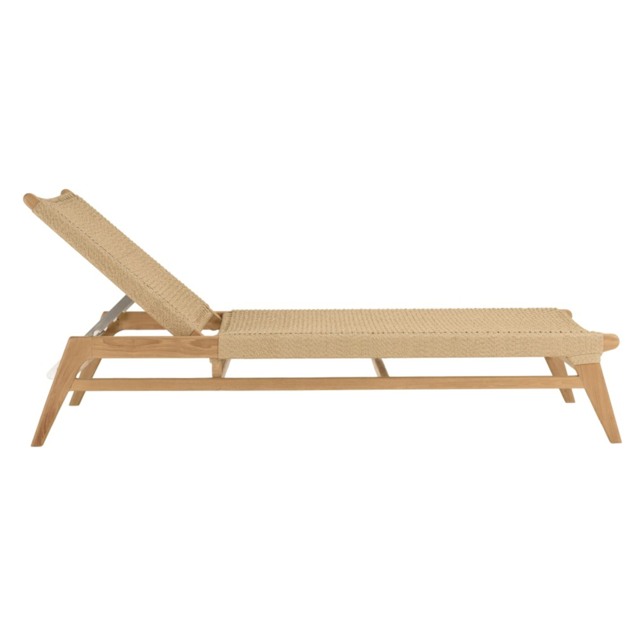 VALERIA - Bain de soleil en teck naturel et rotin synthétique beige