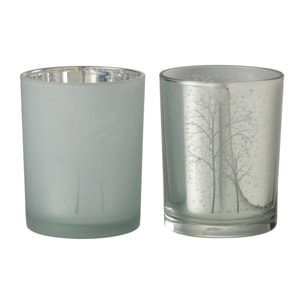 J-Line photophore Arbre - verre - blanc/argent - medium - 2 pcs