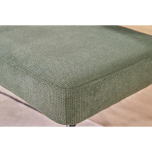 Fauteuil en tissu chenille vert kaki et métal noir VEDANA