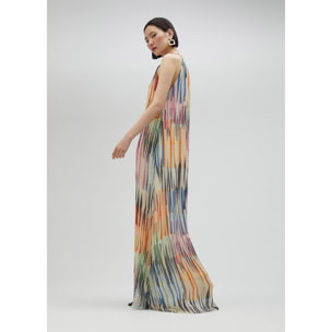 Vestito lungo stampa multirighe