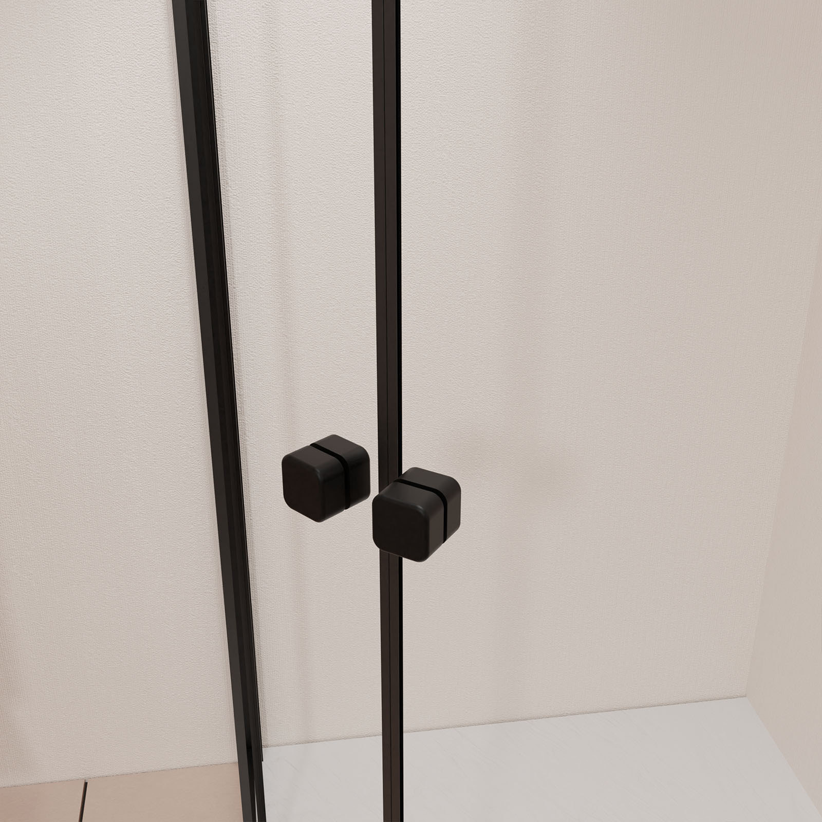 Ensemble portes de douche coulissantes quart de cercle Noir 90x90x185cm - BLACK SLIDE 90