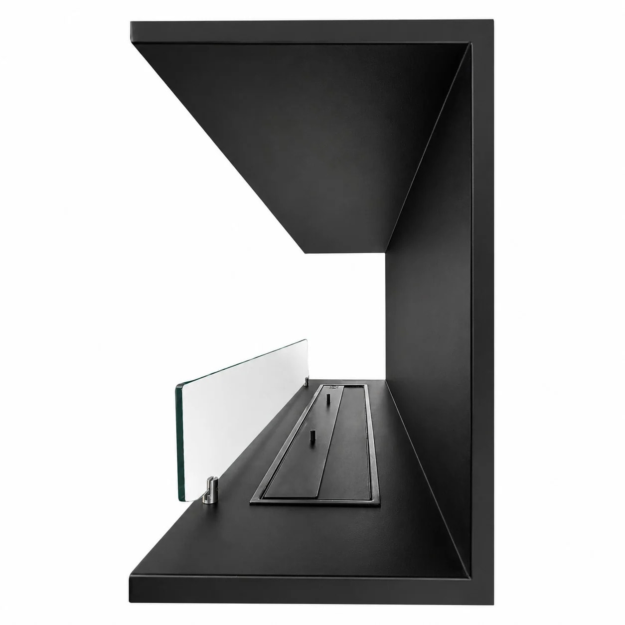 Giove 120 - Camino a Bioetanolo da Incasso Trifacciale 120x50x30 cm con Bruciatore 3lt in Acciaio