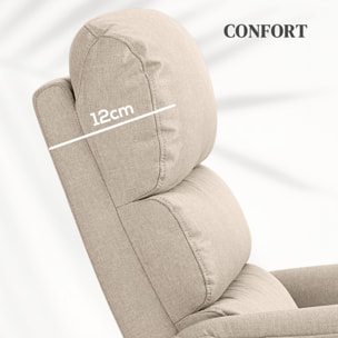 Fauteuil releveur inclinable massant chauffant - 2 télécommandes, roulettes, pochette - tissu beige chiné