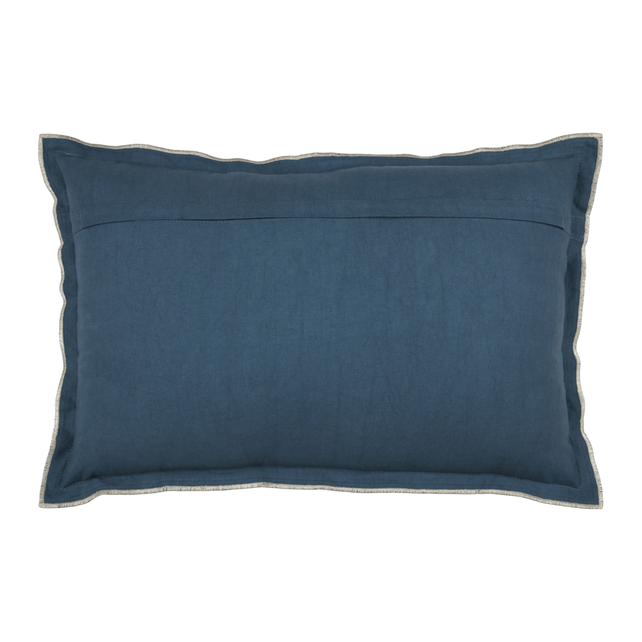 Coussin coton volant plat feston noir - Bleu