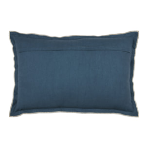 Coussin coton volant plat feston noir - Bleu