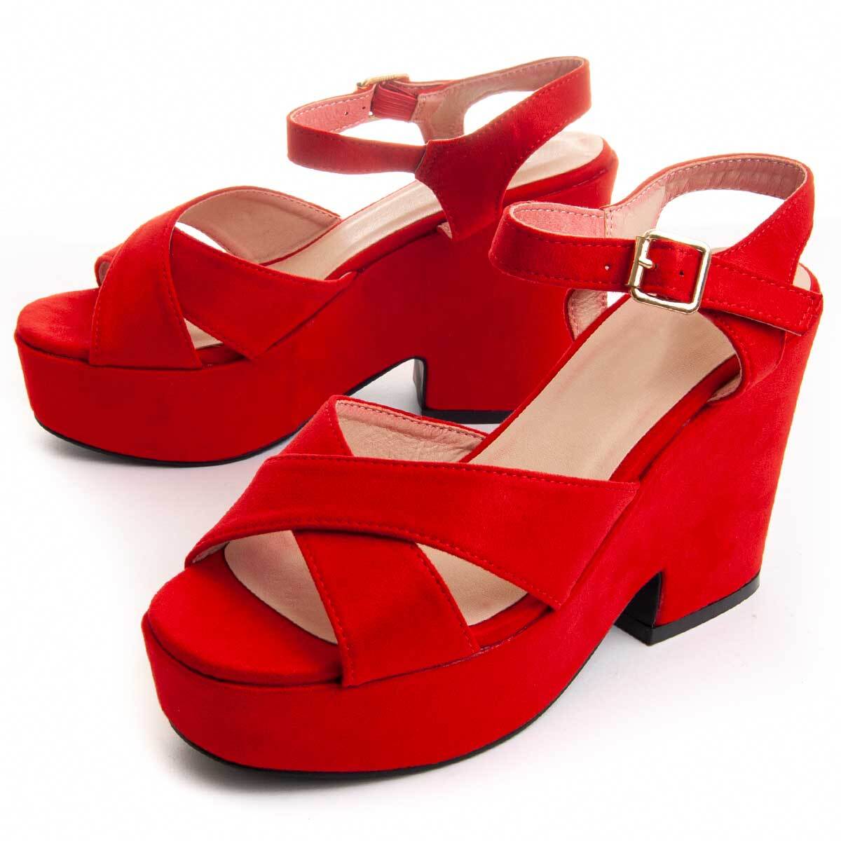 Sandalias de Tacón - Rojo - Altura: 10 cm