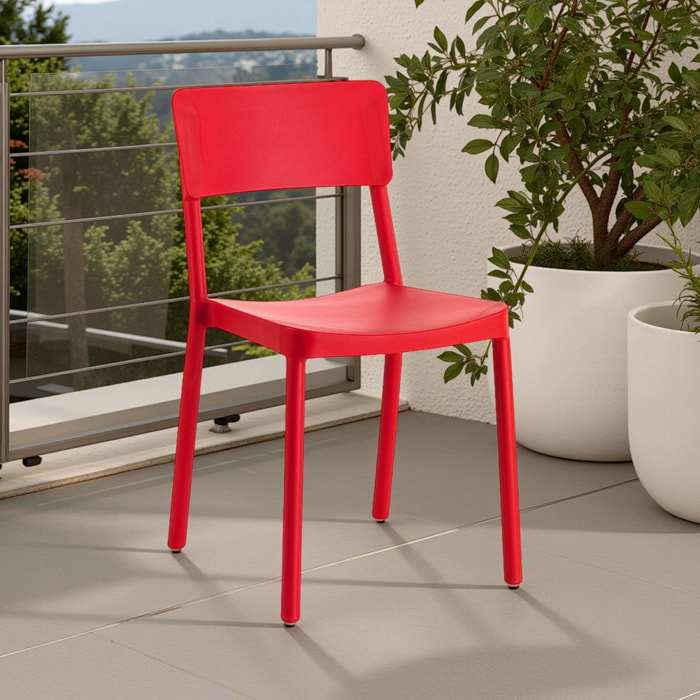 Tomasucci lot de 4 chaises d'intérieur/extérieur ANJA ROUGE