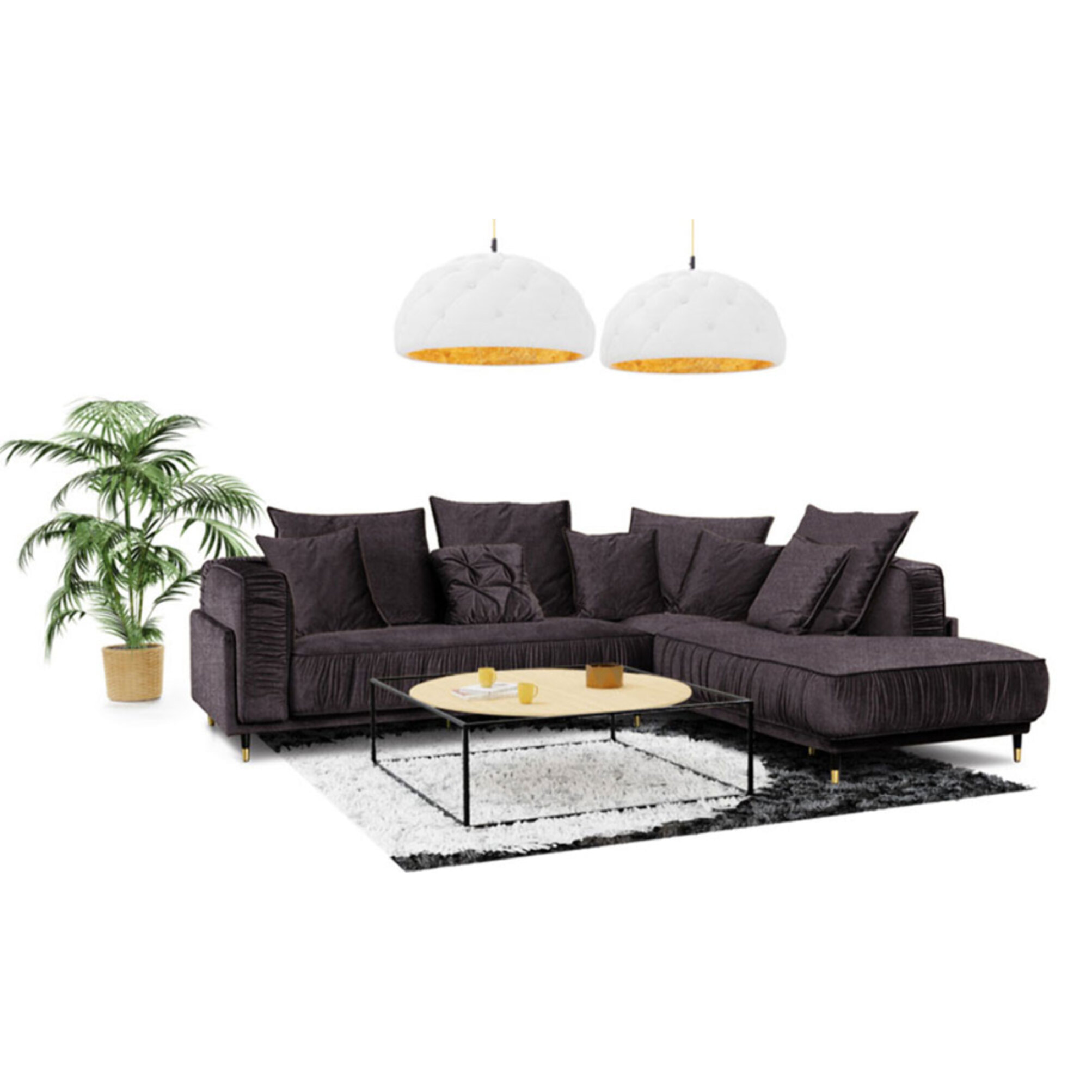 Canapé Tissu Angle droit Fiorenzo - 4 Places