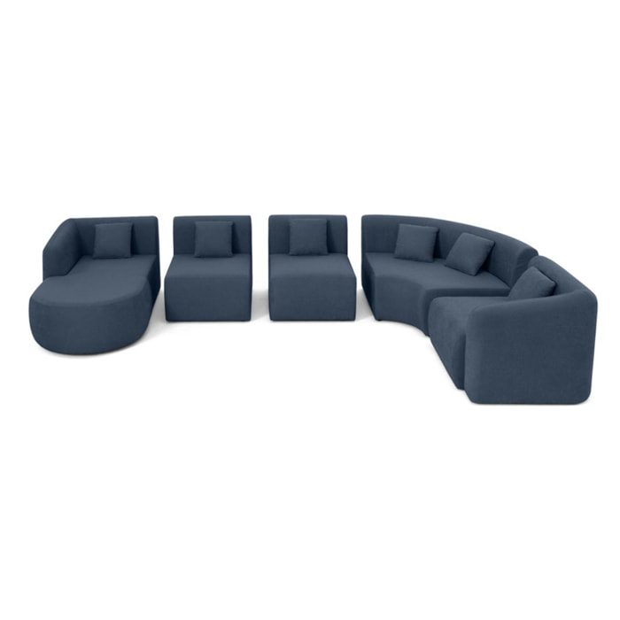 Ikare - canapé modulable d'angle gauche - 6 places - en tissu - Bleu