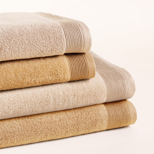 Lot de 4 serviettes Harmony Sand Mustard Bicolores - Zero Twist - 600 grammes