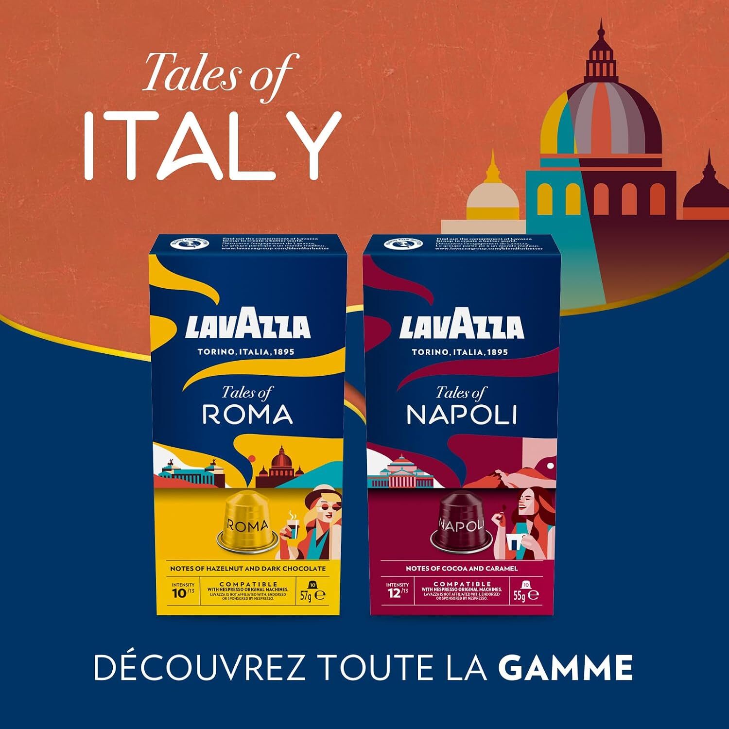 Café Tales Of Napoli x10.  Capsules compatibles Nespresso en aluminium