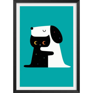 Affiche enfant calin ami ennemi  Affiche + cadre en bois - Noir