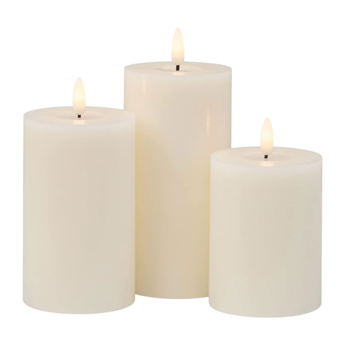 juego de 3 velas led de cera con función de temporizador y diseño rústico