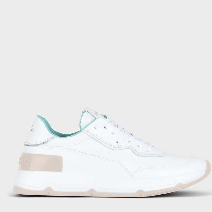 SNEAKER P06 UOMO IN PELLE BIANCO-ARGENTO