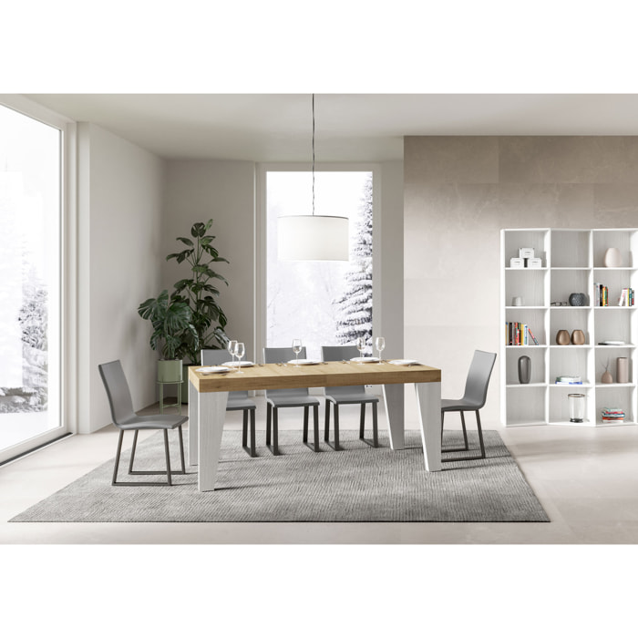 Table Naxy Mix Extensible dessus Chêne Nature structure Frêne Blanc 90x180 Allongée 284