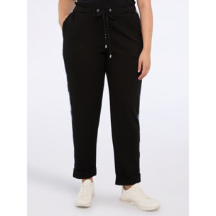 Fiorella Rubino - Pantalones globo de tejido scuba con bandas laterales - Negro