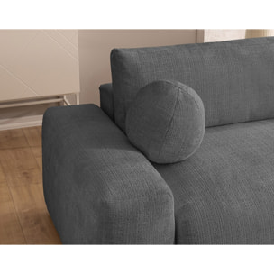 Constance - Canapé d'angle réversible 4 places convertible avec coffre en velours texturé - Gris
