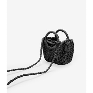 Bolso de esparto negro tipo canasto