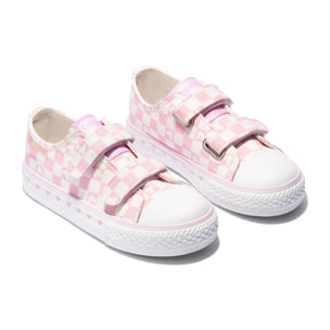 Zapatillas De Niña De Lona Con Estampado De Cuadros En Rosa