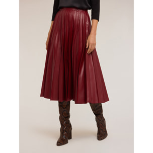 Motivi - Falda plisada de tela revestida - Burgundy