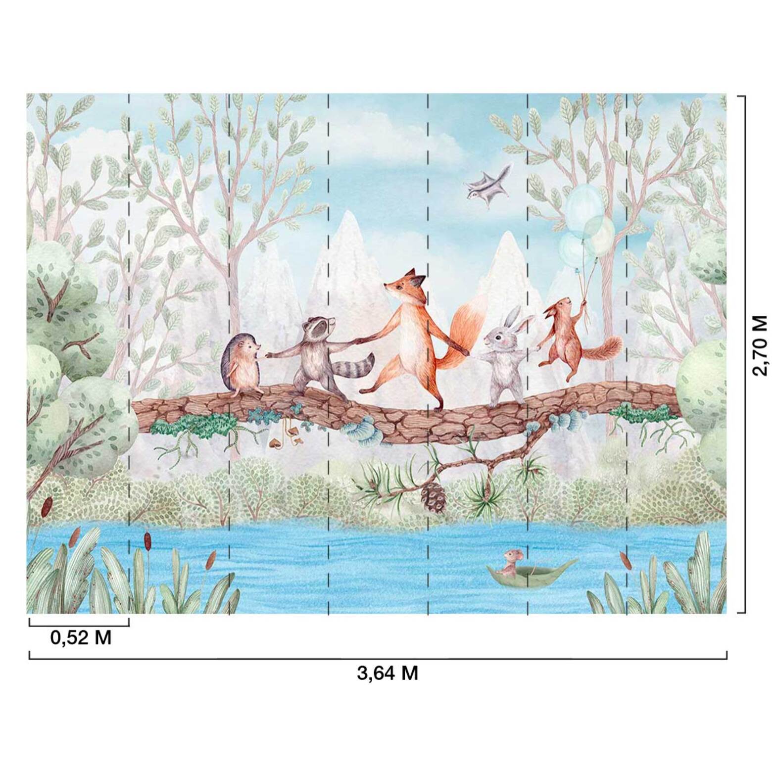 Papier peint chambre enfan Au Dessus de la Rivière Intissé
