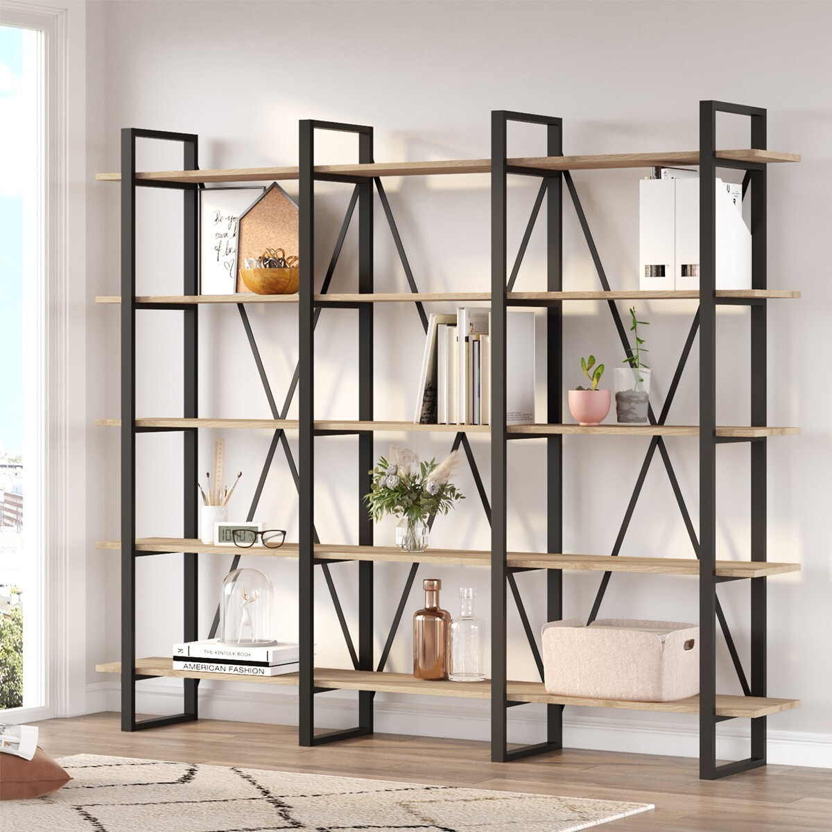 Bibliothèque 4 niveaux en métal noir - GENNA