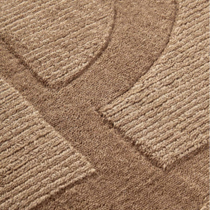 Tapis salon motif géométrique, laine tissée main, ziya authentique