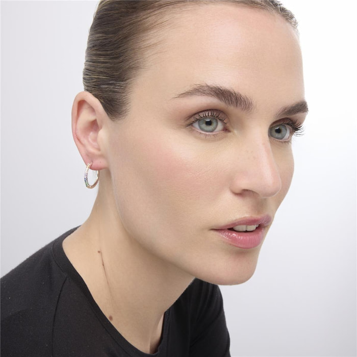 Pendientes acabado plata y Circonita Multicolor