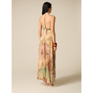 Oltre - Vestito lungo in raso con schiena scoperta - Beige