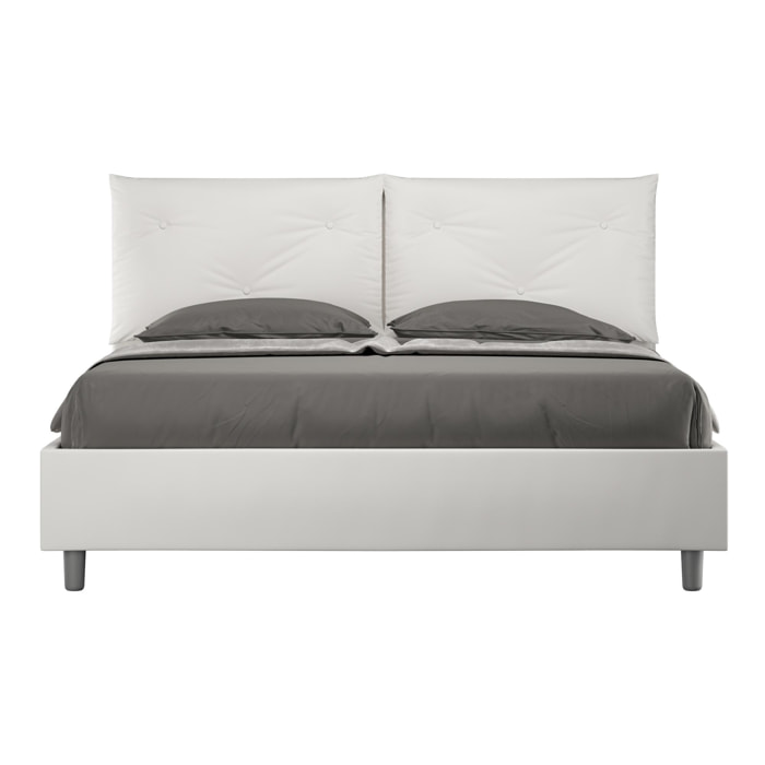 Cama sin somier acolchada 160x210 cuero sintético blanco Appia