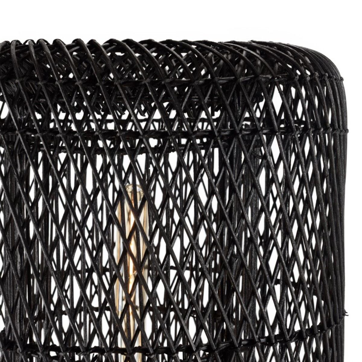 SIXTINE - Lampadaire 39x39cm rotin couleur noire pieds acier