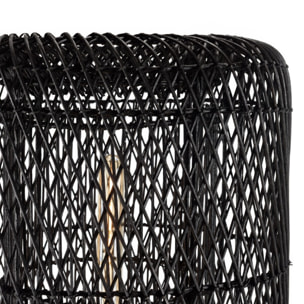 SIXTINE - Lampadaire 39x39cm rotin couleur noire pieds acier