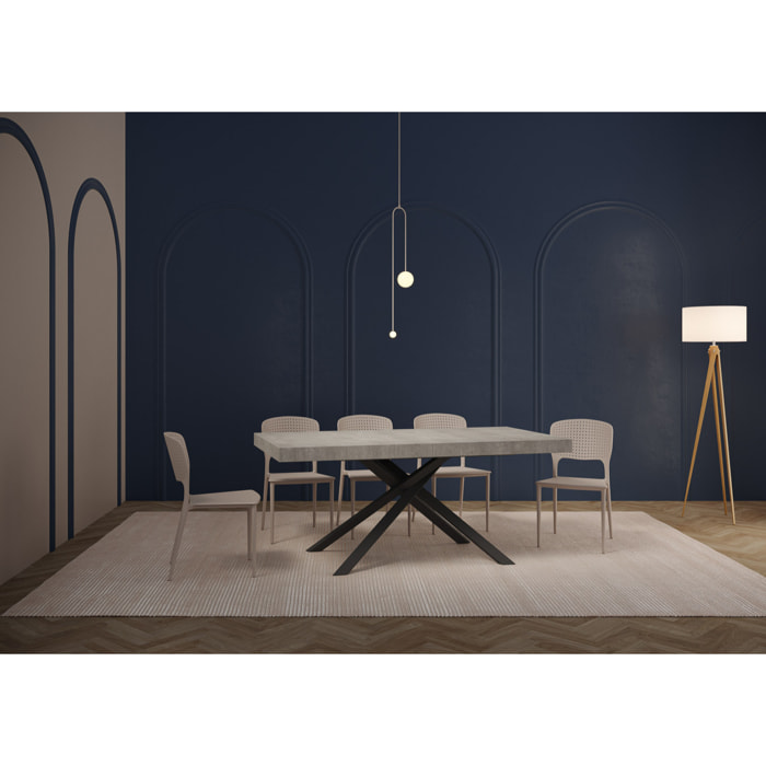 Tavolo allungabile 160x90/264 cm Karida Cemento telaio Antracite