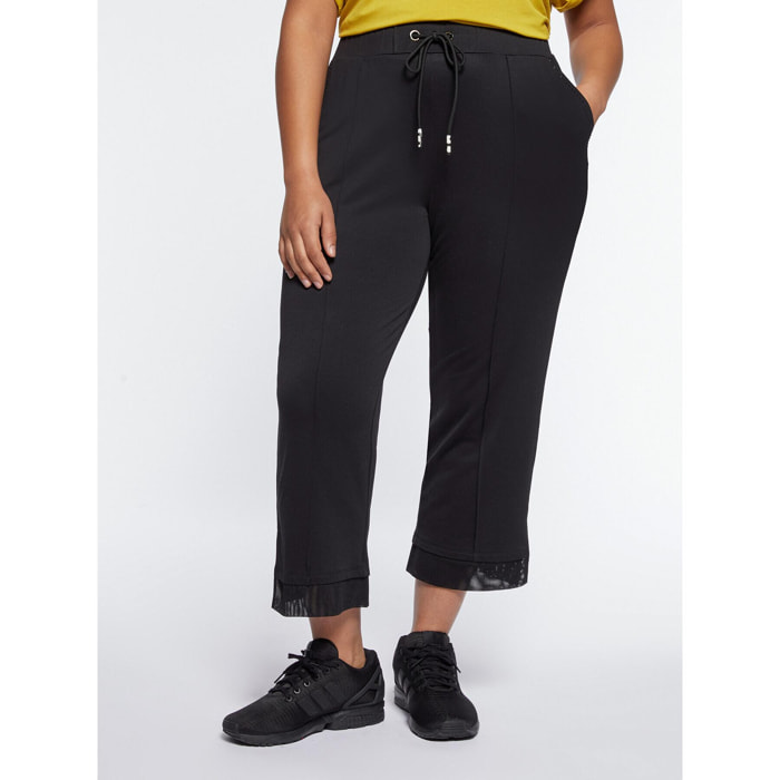 Fiorella Rubino - Pantalones cropped con bordes de tul - Negro