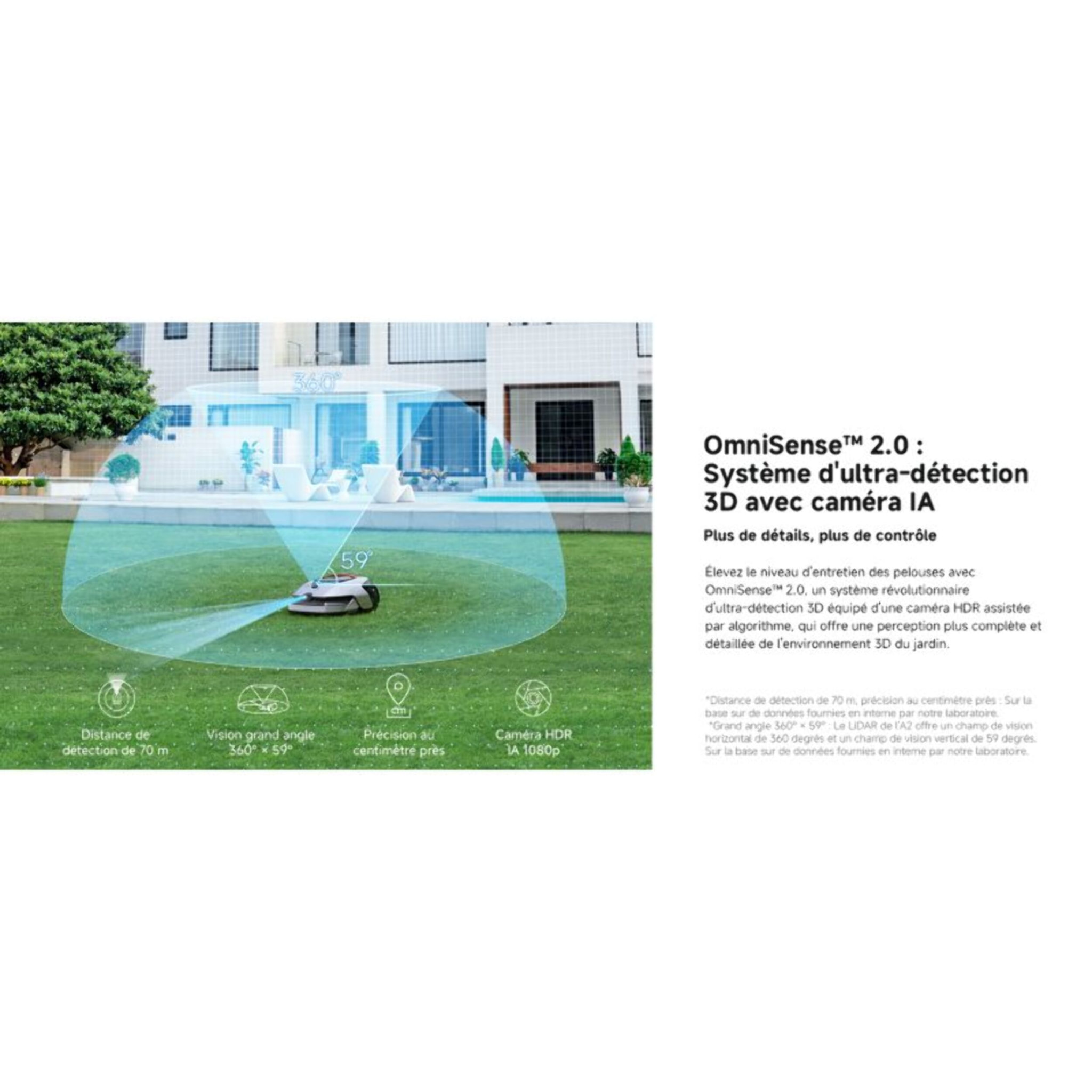Robot tondeuse DREAME A2 sans fil périphérique, 2000 m² de superficie, grands terrains et fortes pentes (jusqu'à 45%)